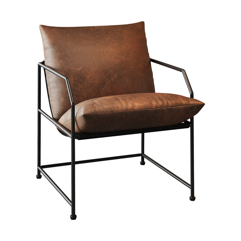 Ensemble de 2 chaises d'appoint pour fauteuil de salon avec accoudoirs et fauteuil rembourré de style Mid-Century (brun, 2)