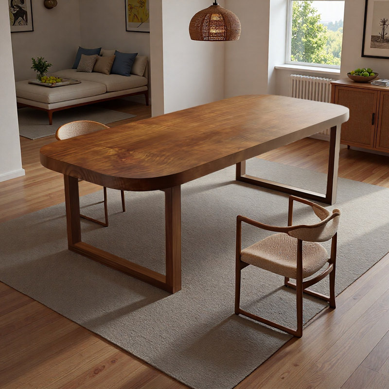 A 6-seater rectangular solid wood dining table, 29.53"H x 70.87"L x 31.5"W