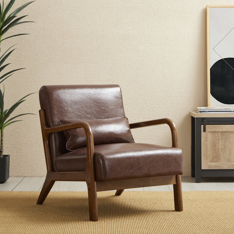 Fauteuil de 26 po de largeur Bradley, Similicuir brun