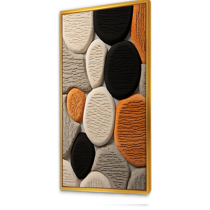 Carreaux de laine art déco andins, Cadre flottant doré, H 60 po x l 28 po x P 1,5 po