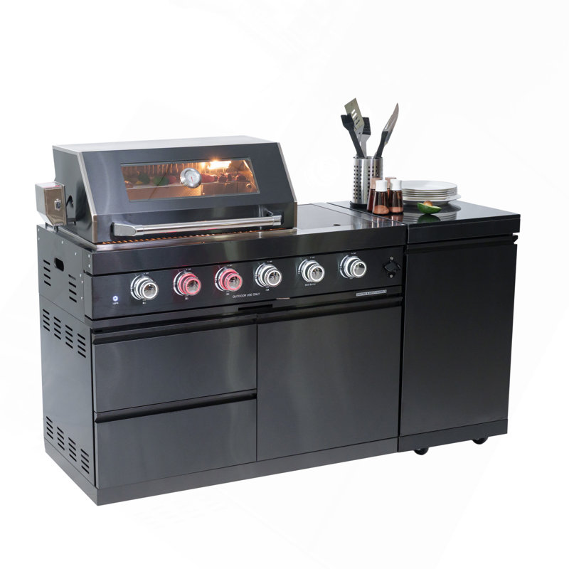 Îlot de barbecue 46 po à 4 brûleurs de 72 000 BTU de luxe pour l'extérieur en acier inoxydable avec brûleur latéral latéral et rôtissoire