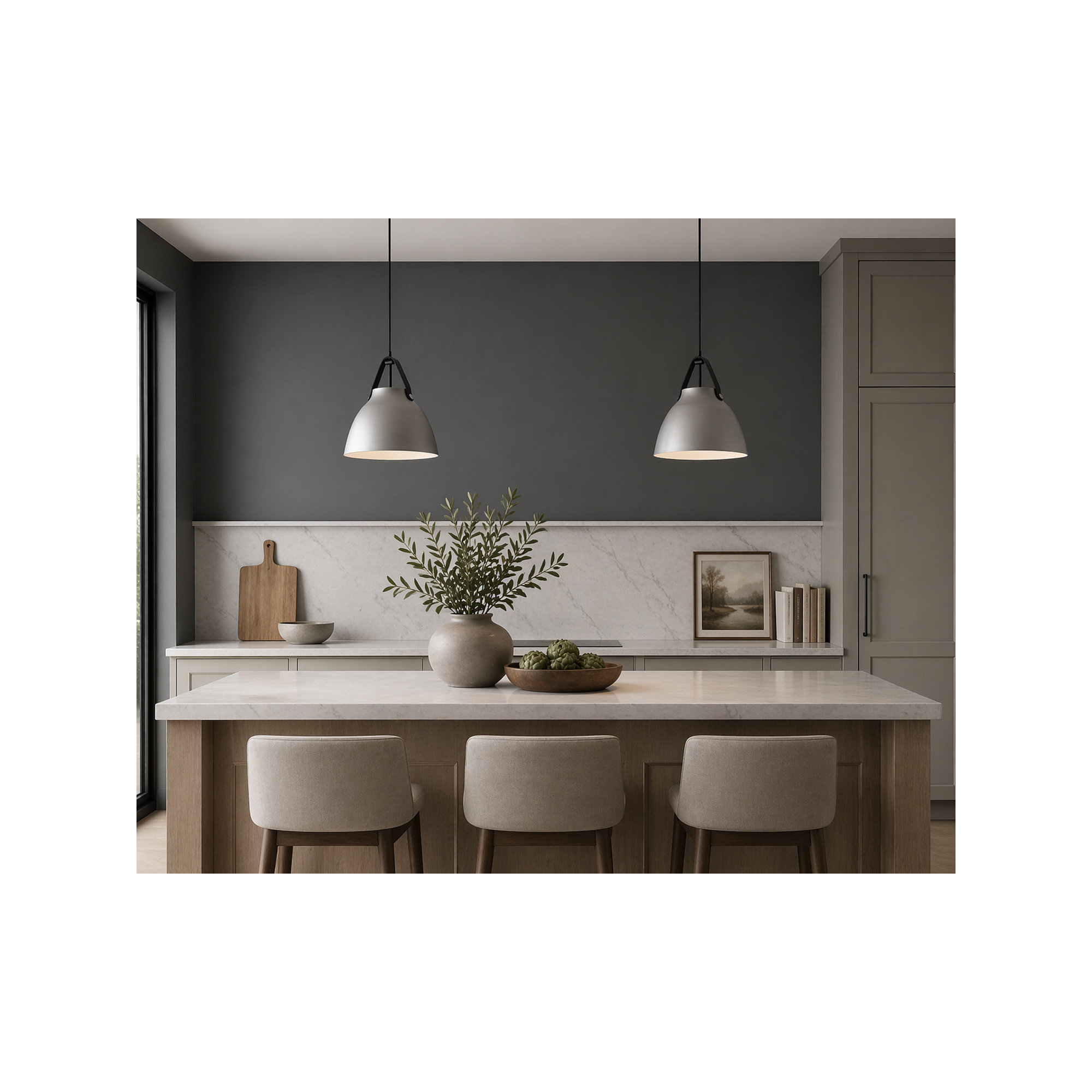 Gianni Single Light Metal Dimmable Pendant, Black/Brushed Patinum, 14.5" H x 14.25" W x 14.25" D