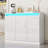High Gloss Buffet Cabinet With Led Lights, Modern Sideboard Coffee Bar With 3 Doors, Handless Modern Sideboard Storage Cabinet For Living Room, Entryway, White-107333550