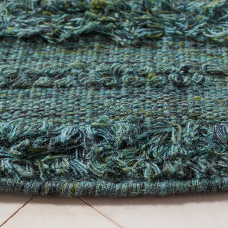 Tapis vert foncé / noir tissé à plat à la main Hartzler, Rond 6 pi