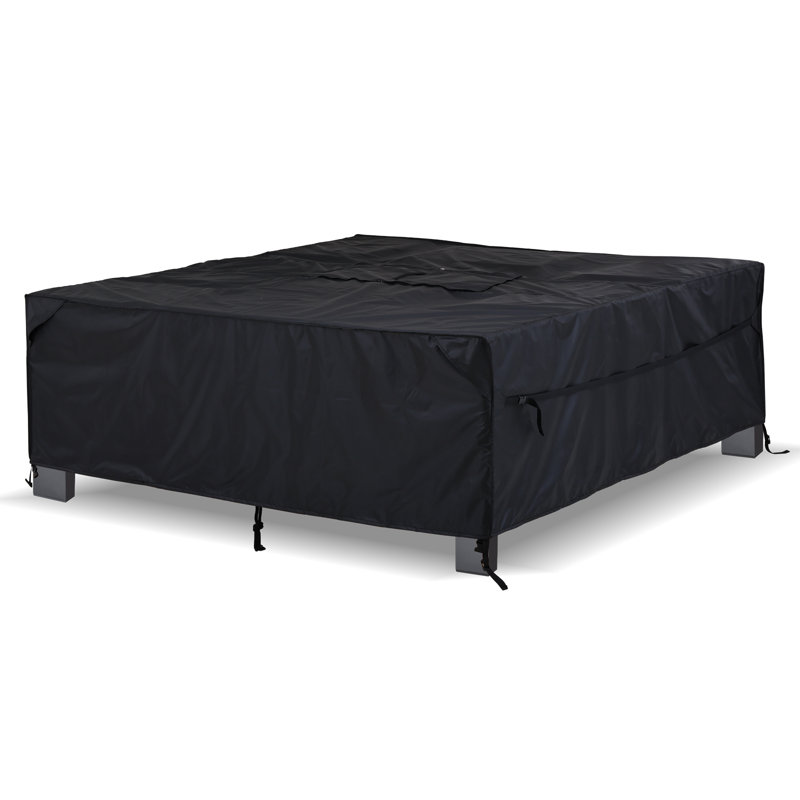 Multi-purpose Rectangular Patio Furniture Cover with Zipper Bag, Heavy-Duty Tough Canvas Patio Table Cover for Outdoor Dining Table and Chairs, Universal Waterproof Black