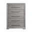 Commode ovale haute Ova, 5 tiroirs l larges poignées en bois, gris