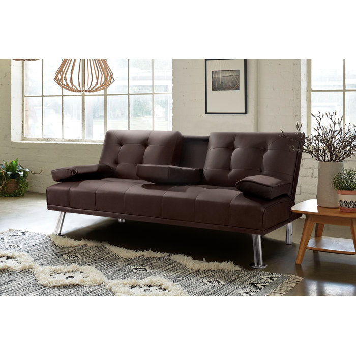 Latitude Run® Abbigale 65.8'' Faux Leather Reclining Sleeper Sofa ...