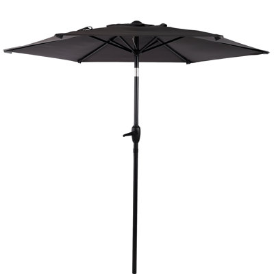 Parasol de marché 7,5 pi avec inclinaison à bouton-poussoir et relevage à manivelle