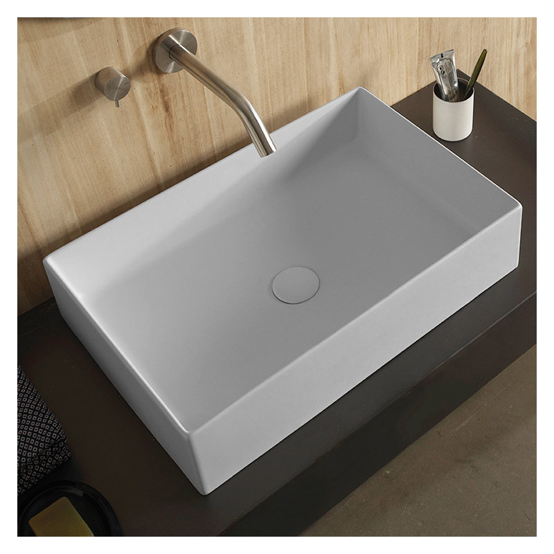 Scarabeo By Nameeks Teorema 15.2'' Glossy White Vitreous China Rectangular Bathroom Sink