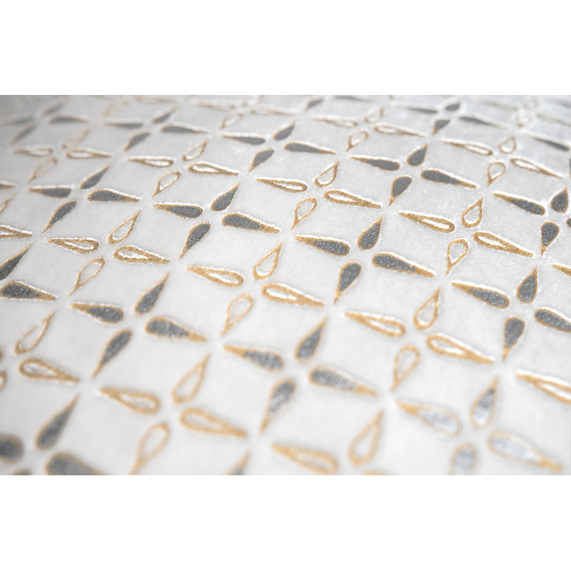 Petal Metal Square Velvet Pillow, 20"H x 20"W, White Geometric
