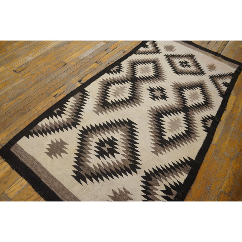 Antique Geometric Pattern Native American Flat Weave Rug