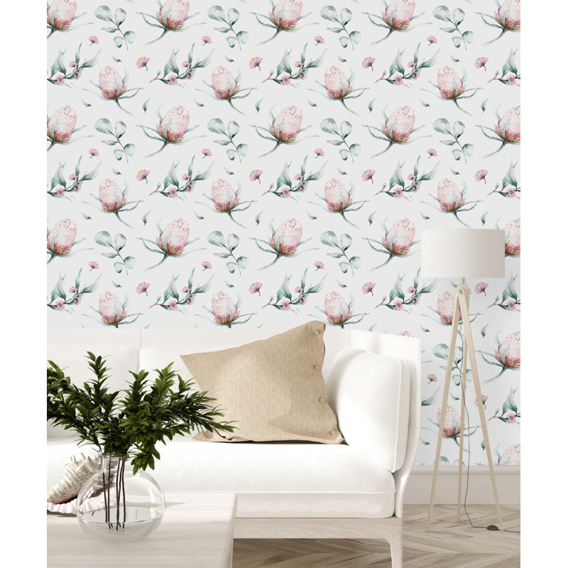 Pink Flowers Wallpaper Peel And Stick And Prepasted (PP)_F1366, 10.42" W x 2.08" L