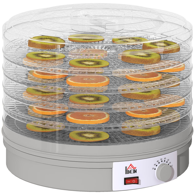 HOMCOM 5 Tier Food Dehydrator 245W Adjustable Temperature Control, Grey