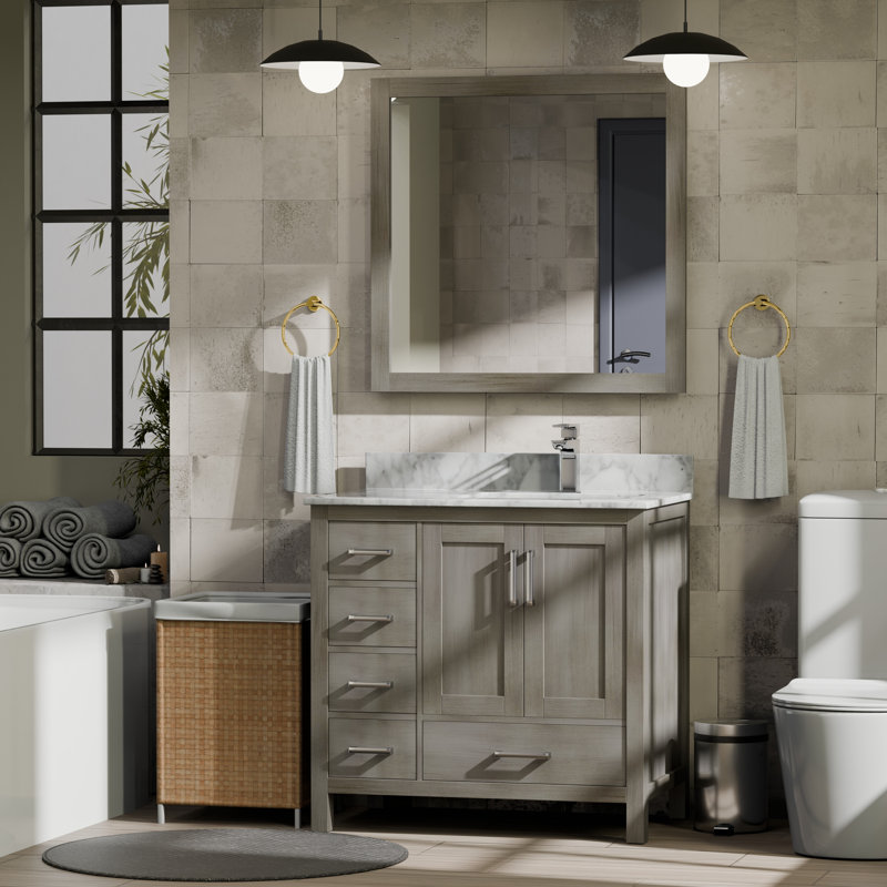 Jacques Right Offset Single Bath Vanity, Distressed Grey