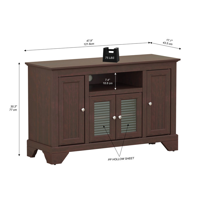 Meuble télé 48 po, console multimédia avec rangement, centre de divertissement pour téléviseur de 85 po