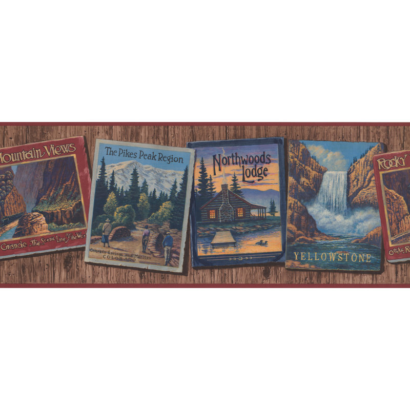 Bordure de papier peint à motif abstrait L 15 pi x l 9,5 po Famous Nature Places on Cartes