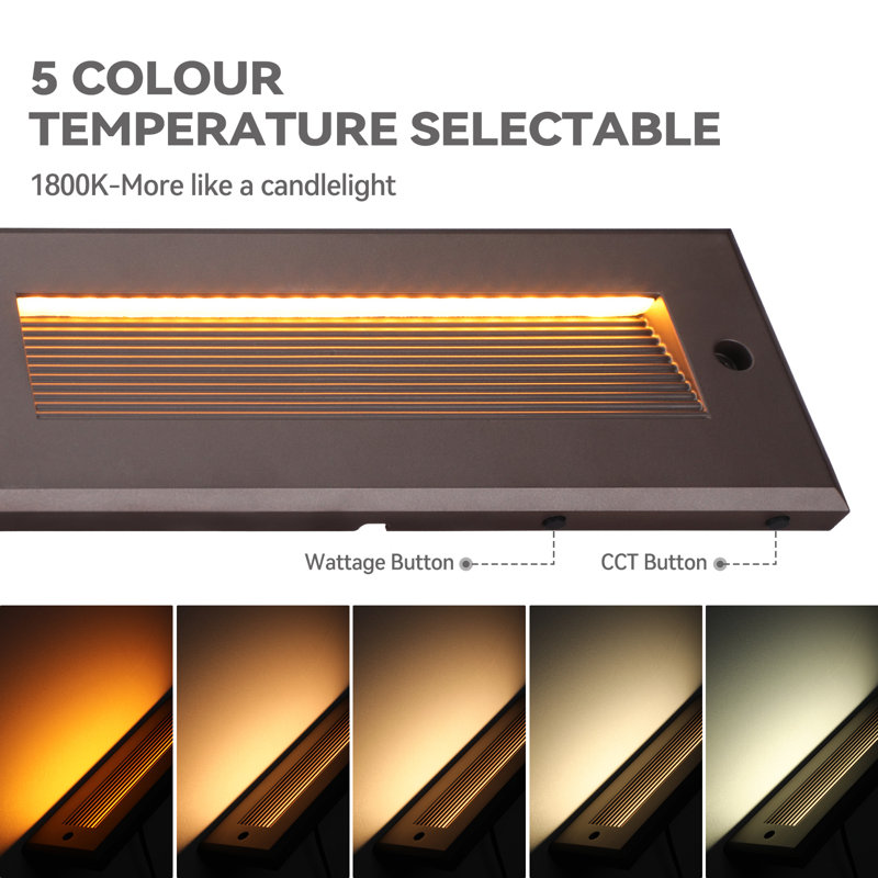 9" Low Voltage LED Step Lights, Dimmable 5CCT Aluminum Landscape Stair Lights, 12-24V AC/DC, Anti-Glare 3/4/5W Outdoor Deck Light, Oil Rubbed Bronze