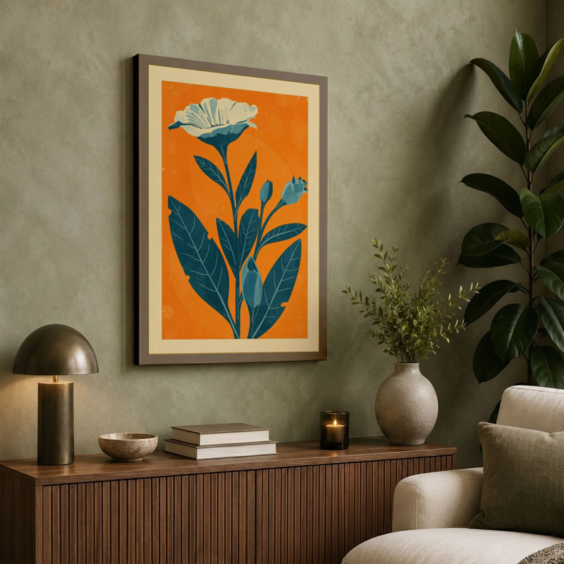Bloom in Orange Botanical - Wrapped Canvas, 24x16 - 61.0 x 40.6 cm, White Border
