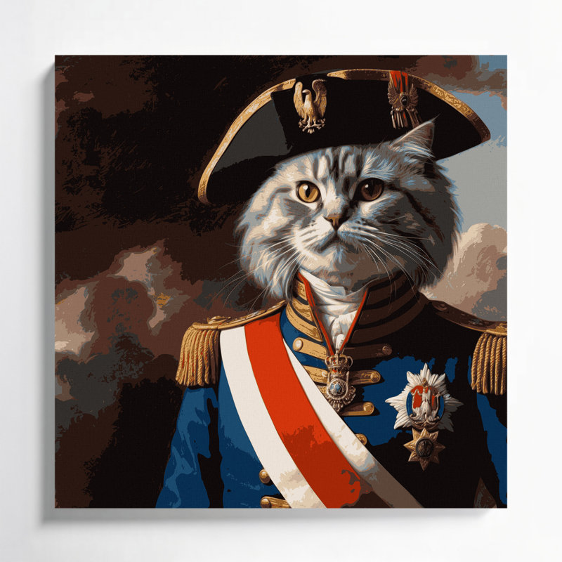 «Cats Napoleon», art mural sur toile, H 12 po x l 12 po