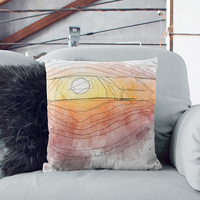 Sunset over the Hills Cushion with Filling, 40cm H x 40cm W x 15cm D