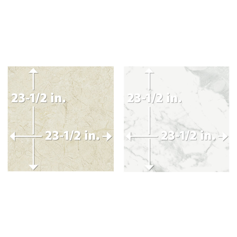 Reve Checker 23-1/2 in. x 23-1/2 in. Porcelain Floor and Wall Tile, White/Beige