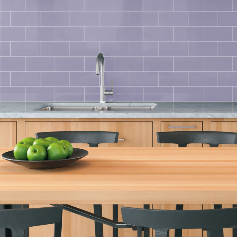 Curvaceous 3" x 6" Ceramic Wall Tile, Lilac