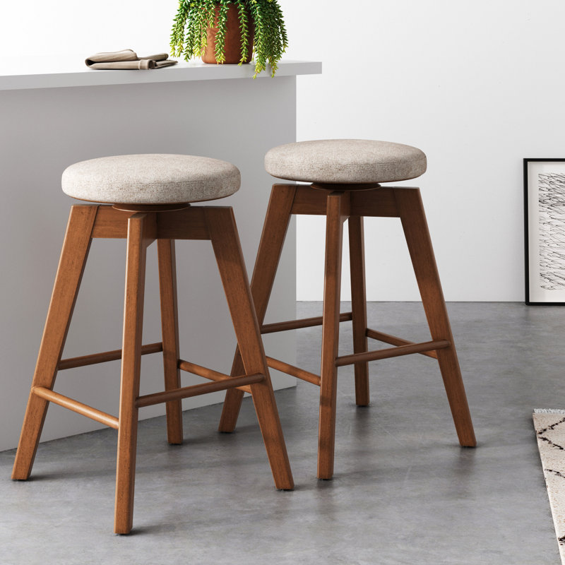 Swivel 26" Counter Stool, Antique Coffee/Natural Wheat Polyester, 2