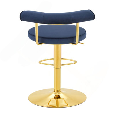 Chaise de bar pivotante rembourrée en velours doux avec pieds dorés électrolytiques - Tabouret de bar de salle à manger, salon, café, réception