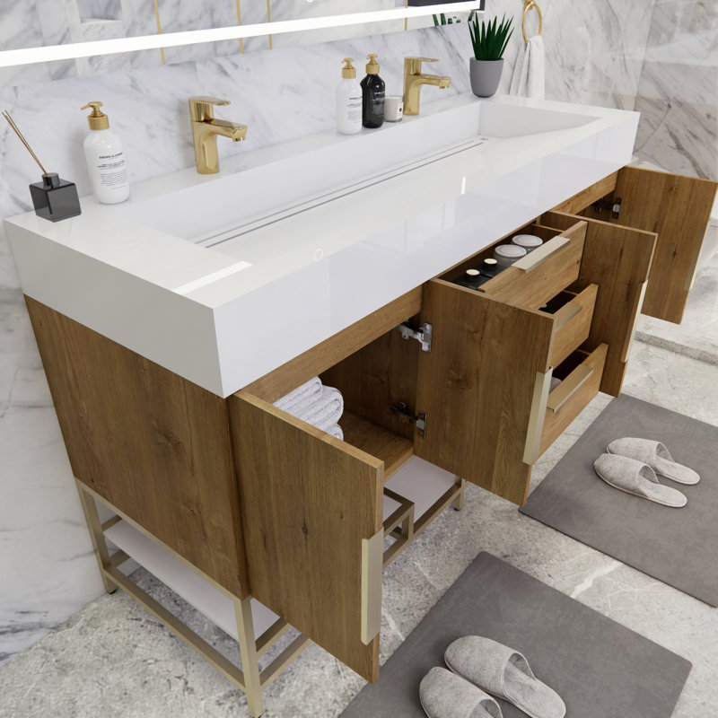 Ensemble de meuble-lavabo double 59 po Glasgow, Chêne