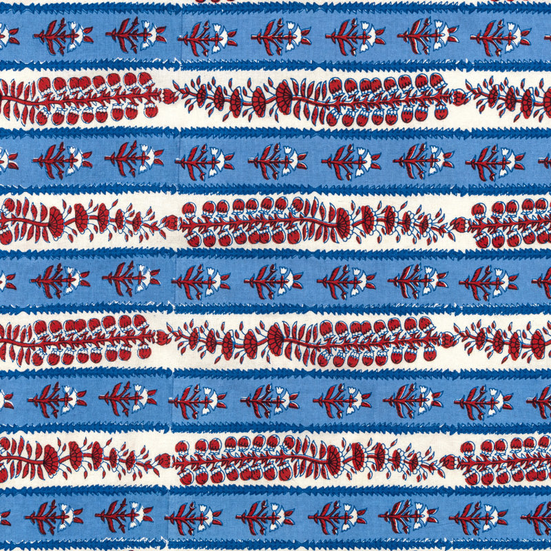 Avignon Handmade Floral Tablecloth, Square 142", Blue/Red