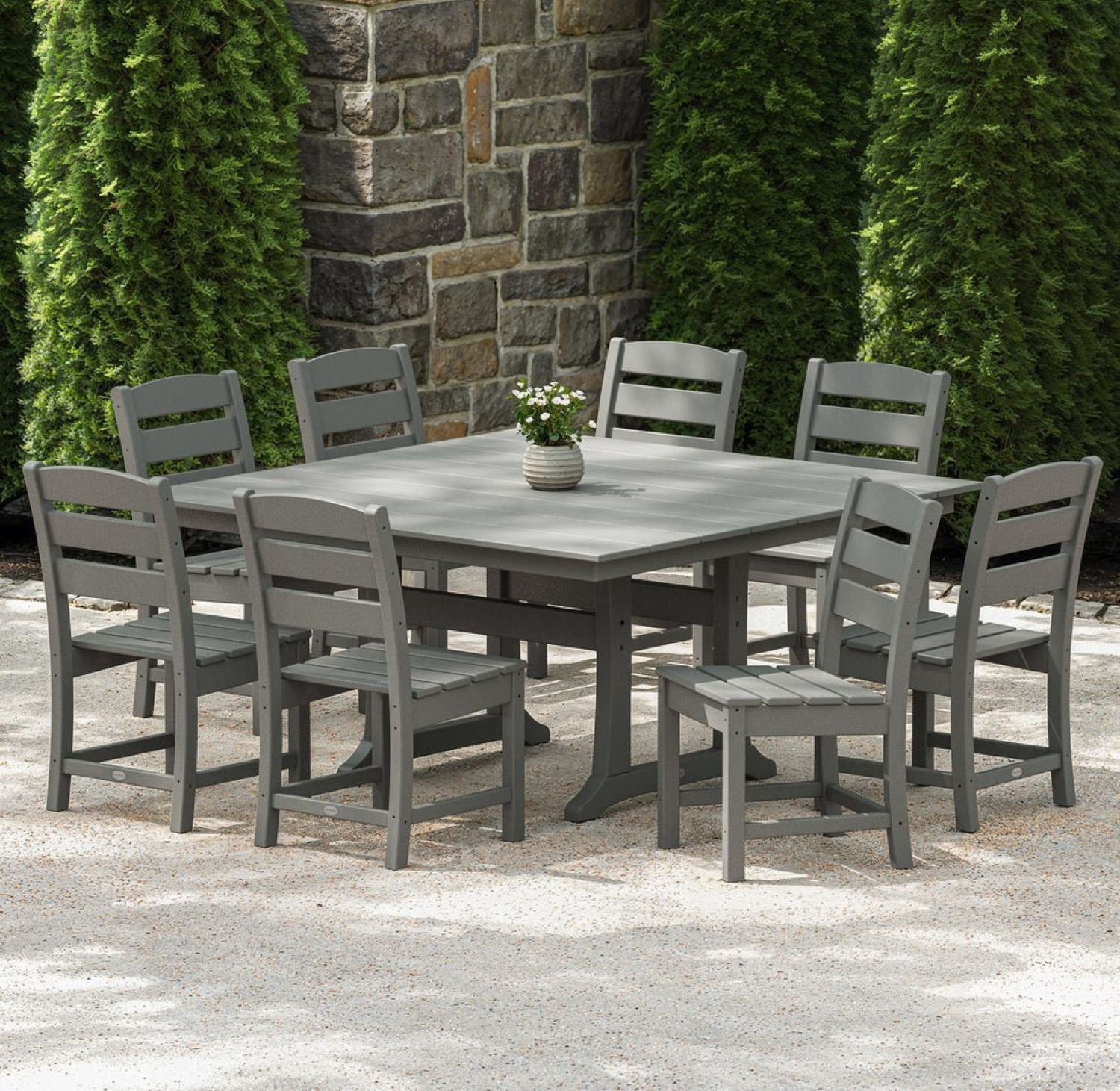 POLYWOOD® Lakeside 60" Patio Dining Set, Slate Gray