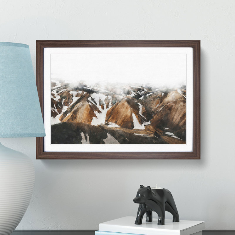 Mountains Under Mist in Iceland - Picture Frame Graphic Art Print, Walnut Framed, 62cm H x 87cm W x 2cm D