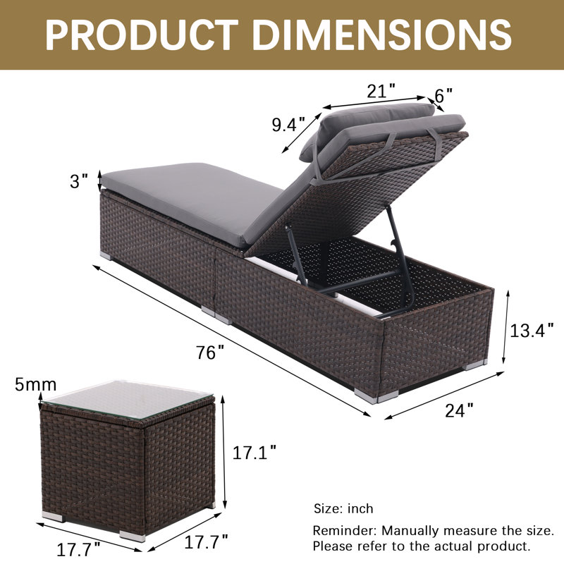 Trois ensembles de chaises longues de patio, Taupe