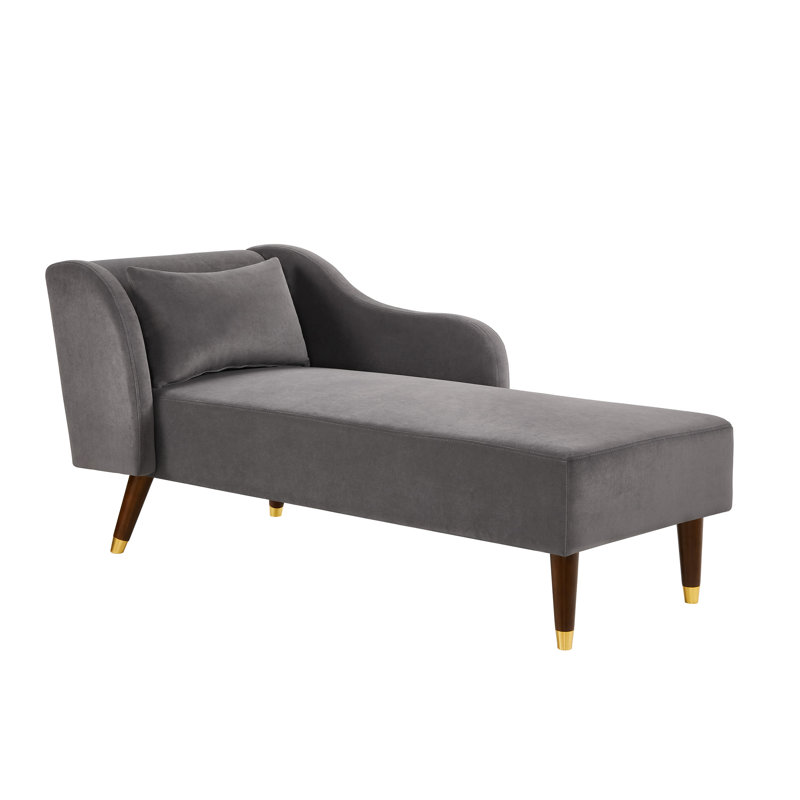 Elegant Orange Velvet Chair With Removable Seat Cushion Chaise Serpentine Springs - Stable, Grey