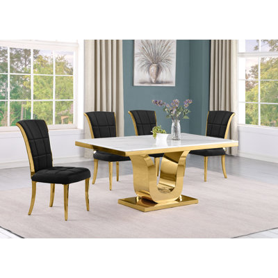 Bardem Marble Top Pedestal Dining Set