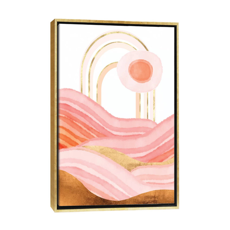 «Late Summer Sunset», reproduction d'impression, H 26 po x l 18 po x 1,5 po, Toile encadrée d'or, Pas de tapis