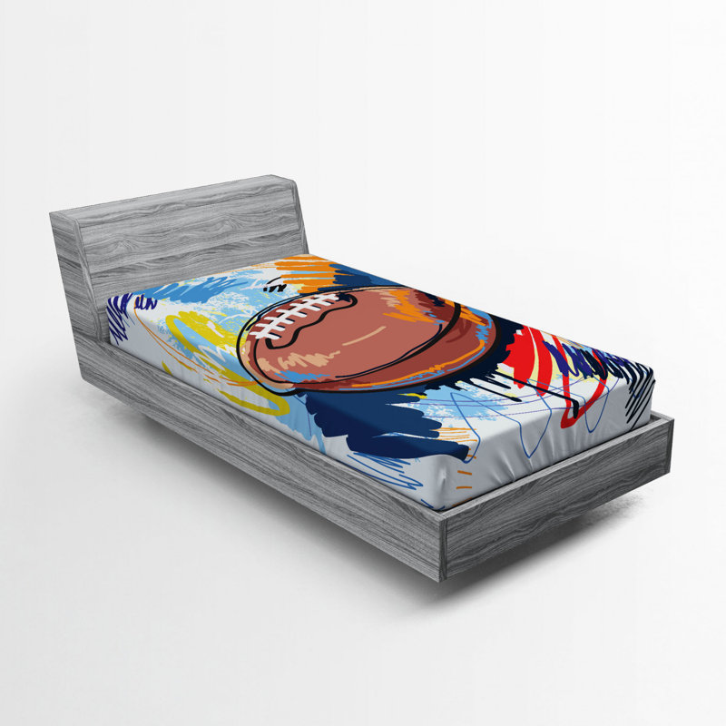 Twin White Microfiber Sports Print Fitted Sheet