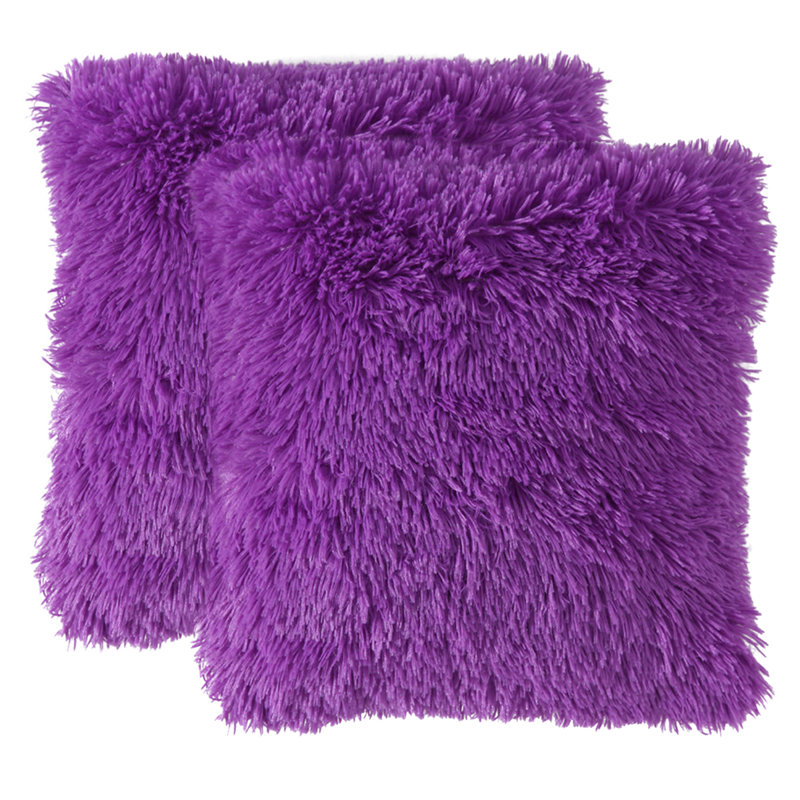 Faux Fur Pillow Cover, 20" x 20", Purple