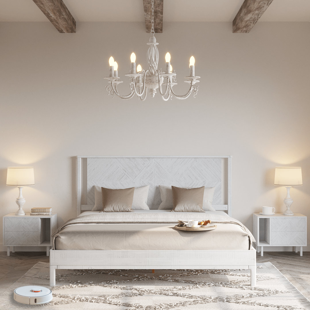 Ethan Solid Wood Platform Bed with Headboard, Rustic Bed Frame Foundry Select 