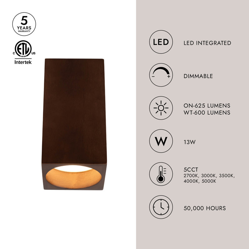 Rozek 1 - Light LED Semi Flush Mount, Walnut