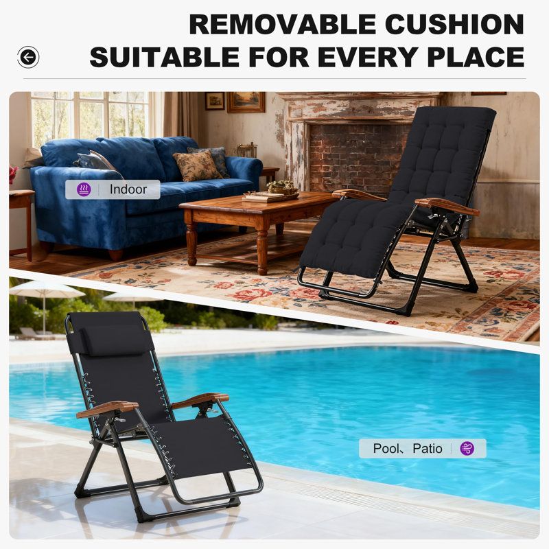 Chaise inclinable d'extérieur PURPLE LEAF, Noir