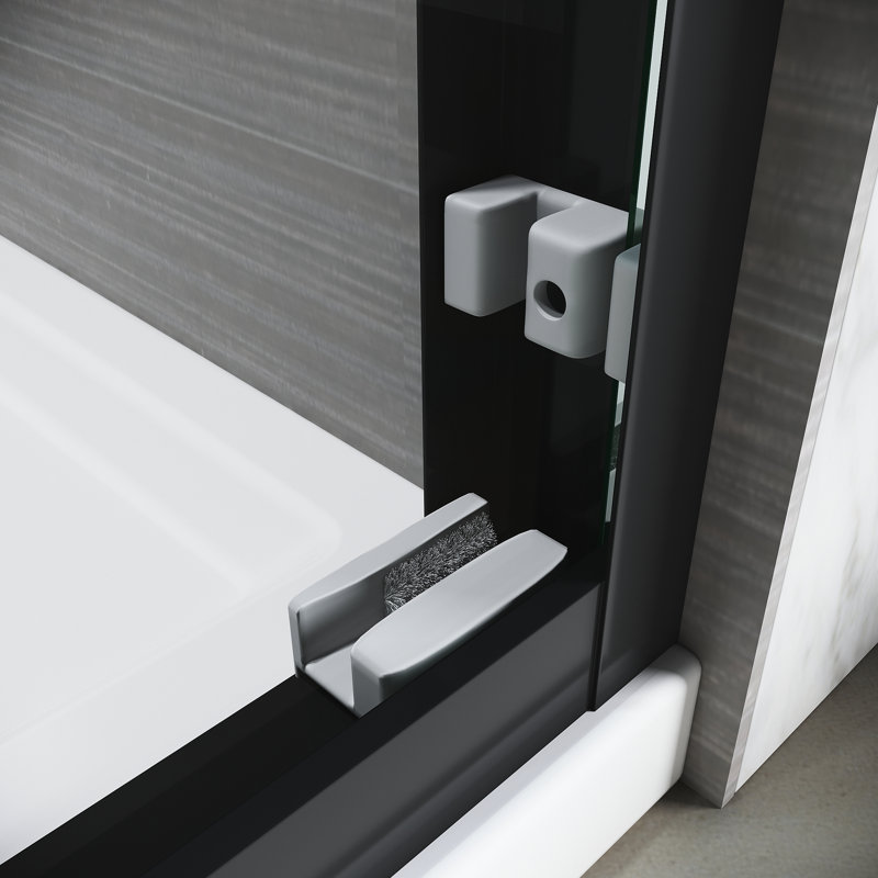 Sliding Shower Door 50 - 54 In. X 72 In., Adjustable Semi , Thick Clear Tempered Glass, 304 Stainless Steel Handles, Black Finish Width Height Glass Door, Adjustable, Matt