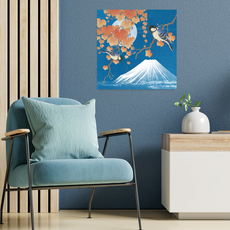 «Birds A Mount Fuji Abstract Contemporary Bird Landscape Mountain», art mural, H 18 po x l 18 po
