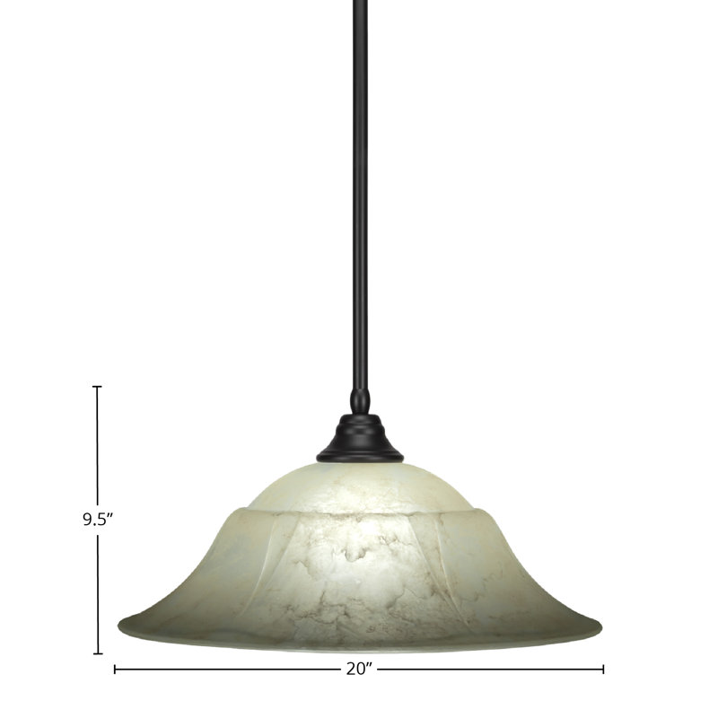 Stem Hung Pendant, Matte Black, White/Green
