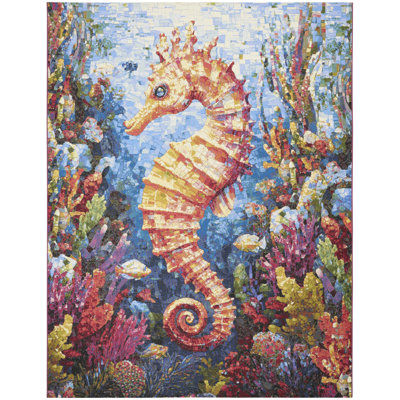 Nourison Color Splash 9'10" x 13'2" Multicolor Coastal, Nautical & Beach Rug