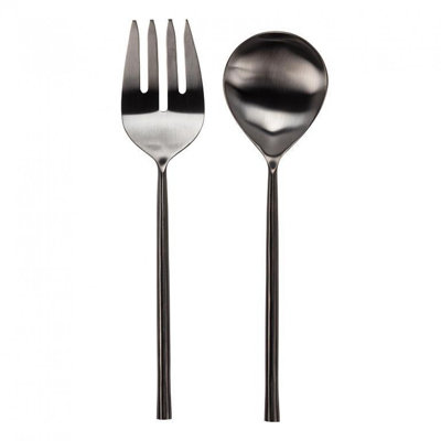 Matte Black Finish Salad Serving Utensils