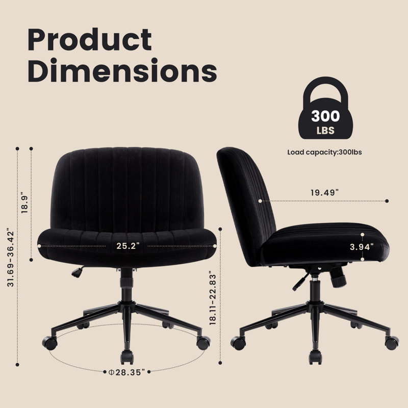 Chaise de travail Anastasha, Velours noir