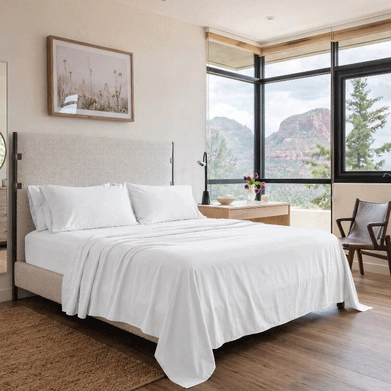 Ensemble de draps 100% coton Supima tissé 656 fils Threadmill, Full Sheet Set with 2 Pillowcases, Bright White