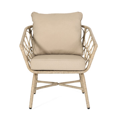 Outdoor Chair - Earthy Style With & Spill- Cushions, 26.50"w X 25.50"d 28.75"h, 300 Lbs Max Club Look Brown