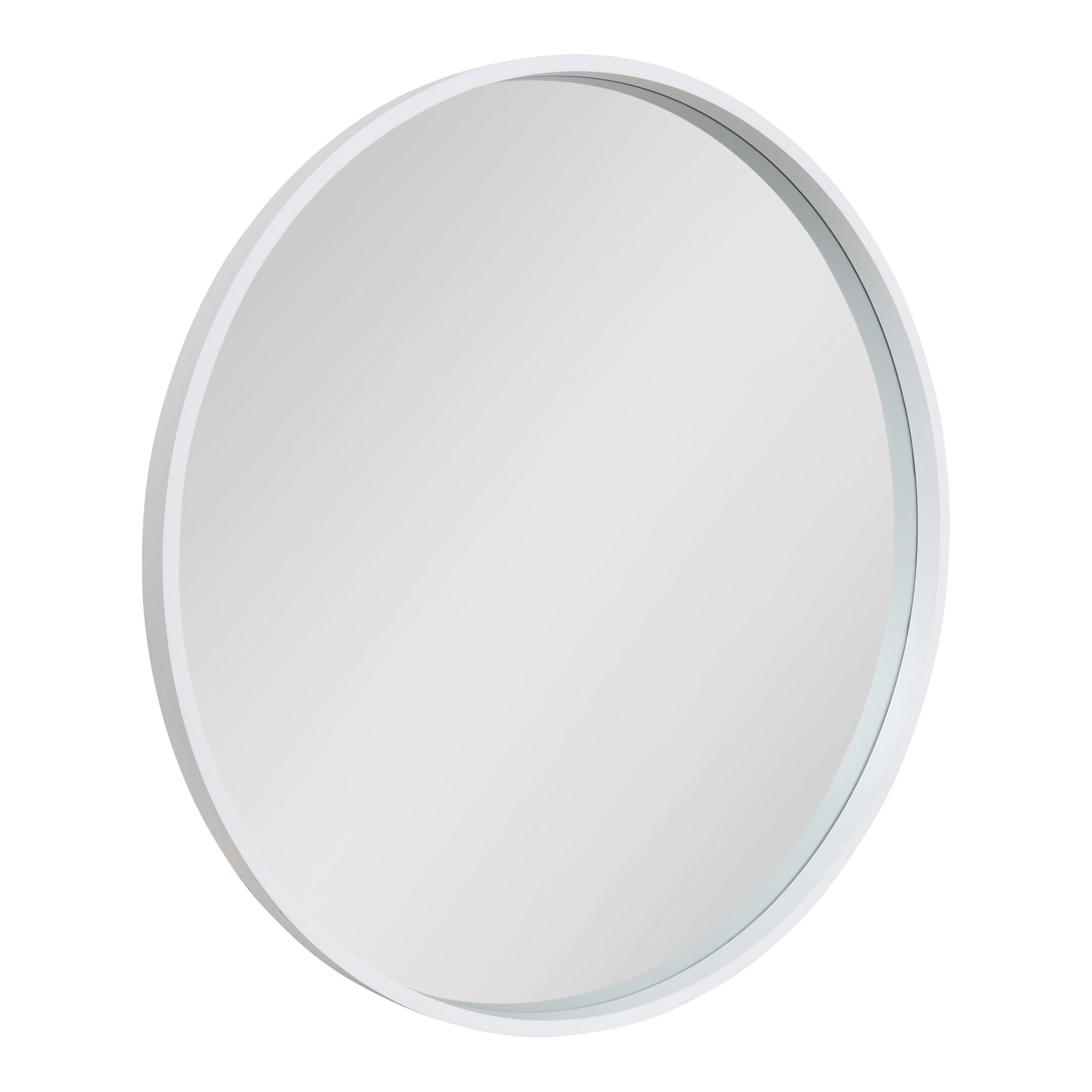 Arranjeet Modern Round Wall Mirror, White, 31.5" x 31.5"